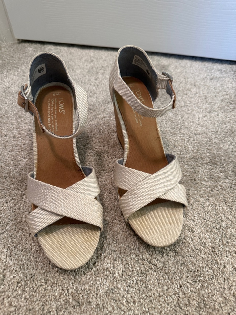 TOMS  Cross-Strap Wedge Sandals with Ankle Buckle